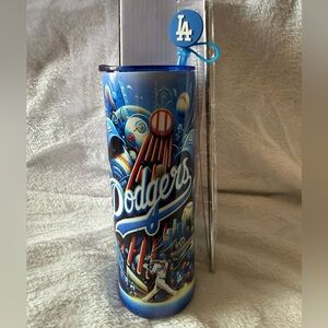 New 20oz Dodgers Themed Tumbler with Straw, Straw Topper, Cleaner, Slid Lid